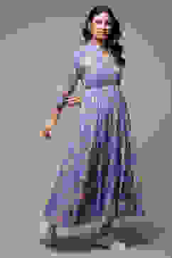 Lilac Cotton Tiered Printed Dress image number 4