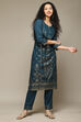 Teal Rayon Straight Kurta Pants 2 Piece Set