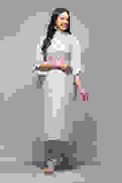 Light Blue Chanderi Blend Printed Unstitched Suit Set image number 8