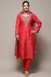 Pink Chanderi Unstitched Suit set image number 1