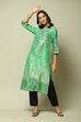 Green LIVA Straight Printed Kurta