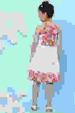 White Cotton Flared Printed Dress image number 4