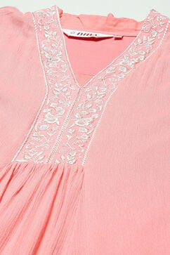 Blush Pink Rayon A-Line Suit Set image number 1