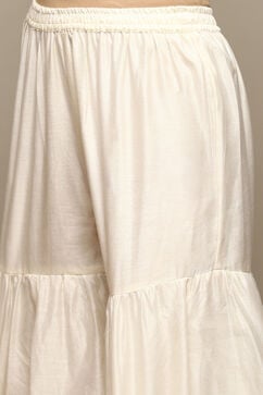 Off White & Blush Pink Cotton Blend Straight Kurta Garara Suit Set image number 2