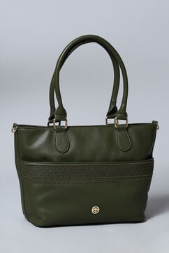 Olive Pu Leather Tote Bag image number 5