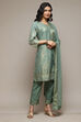 Sage Green Cotton Blend Straight Kurta Pants Suit Set image number 6