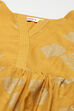 Golden Yellow Cotton Blend Tiered Printed Dress image number 1
