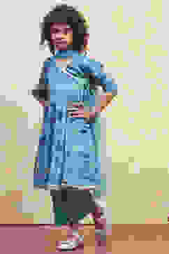 Turquoise Angrakha Printed Flared Suit Set image number 3