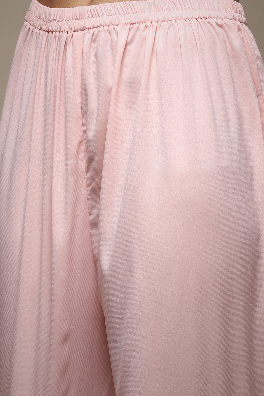 Beige Chanderi Machine Embroidered Unstitched Suit Set image number 3