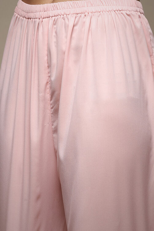 Pink Silk Blend Digital Print Unstitched Suit Set image number 3