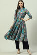 Black Rayon Flared Printed Dress image number 0