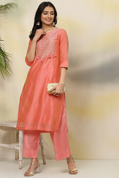 Orange Art Silk Short Yarndyed Kurti image number 5