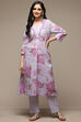 Lavender Cotton Gathered Kurta Pants Suit Set image number 6