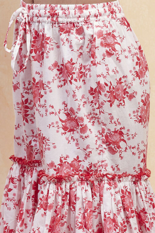 White Red Cotton Sharara Suit Set image number 2