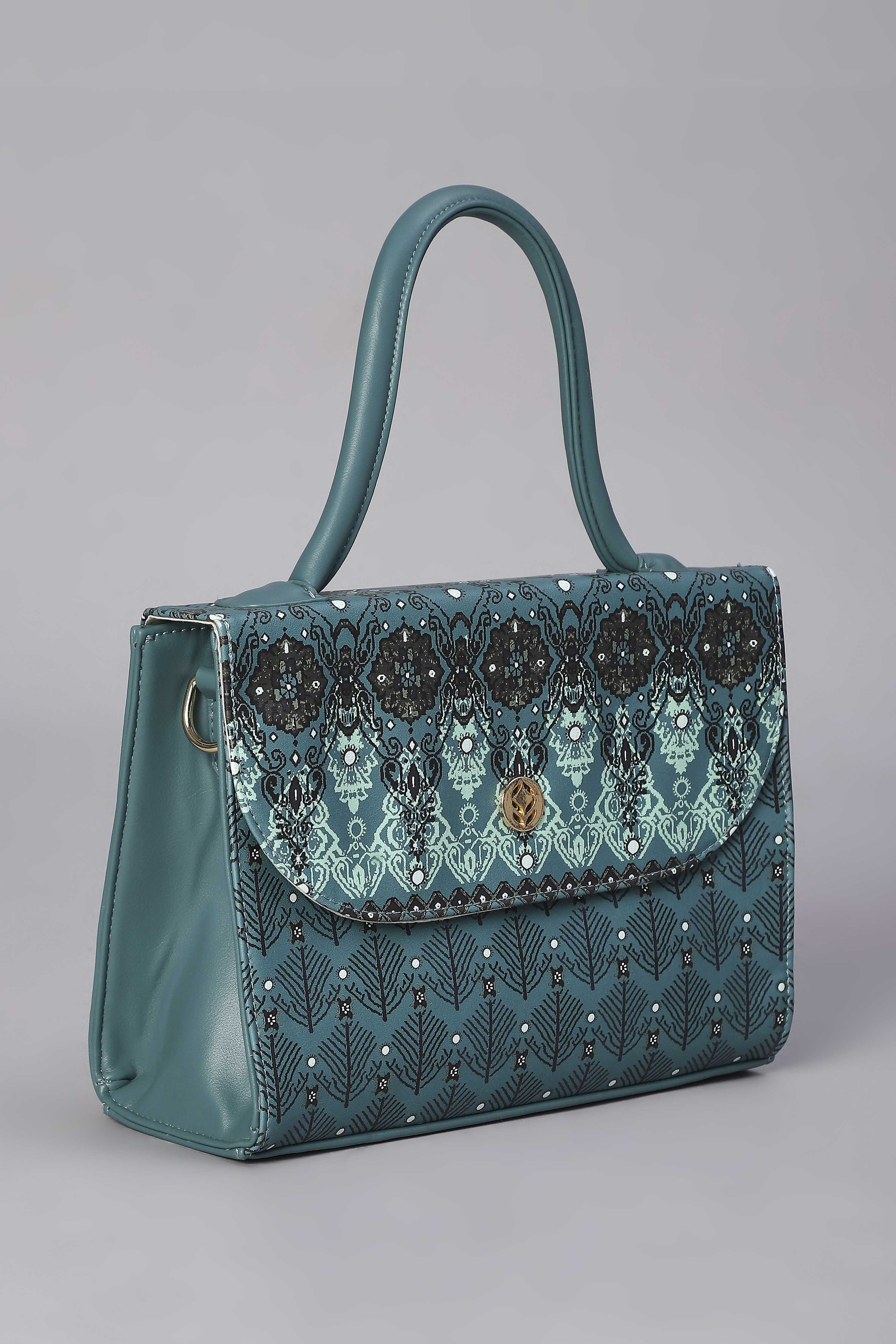 Blue PU Satchel image number 3