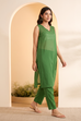Green Viscose Blend Floral Printed Straight Kurta Set image number 8
