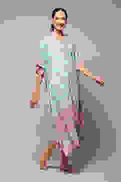 Powder Blue Rayon Printed Kaftan image number 3