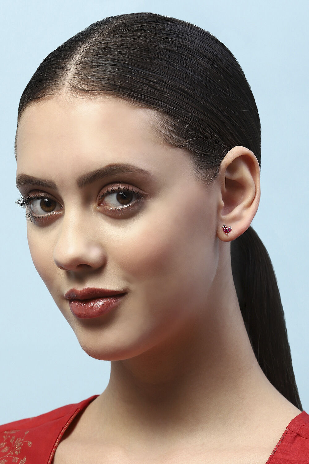 Pink Rose Gold-Plated Everyday Heart-shaped Studs image number 1