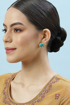 Turquoise Brass Earrings image number 3