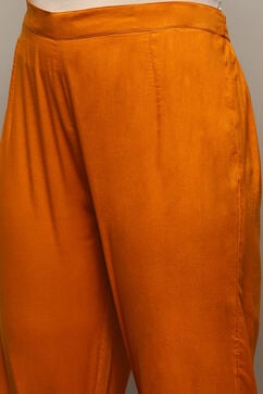 Orange Cotton Unstitched Suit set image number 3
