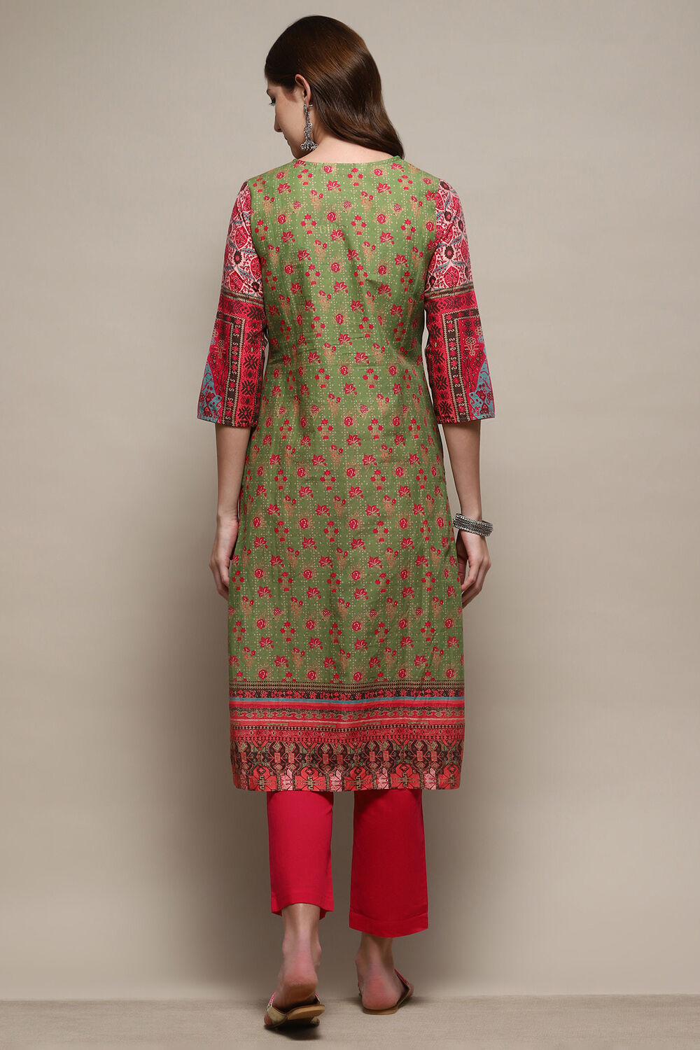 Green Cotton Straight 2 Piece Set image number 4