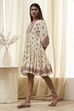 Beige Cotton Printed Tiered Dress image number 2