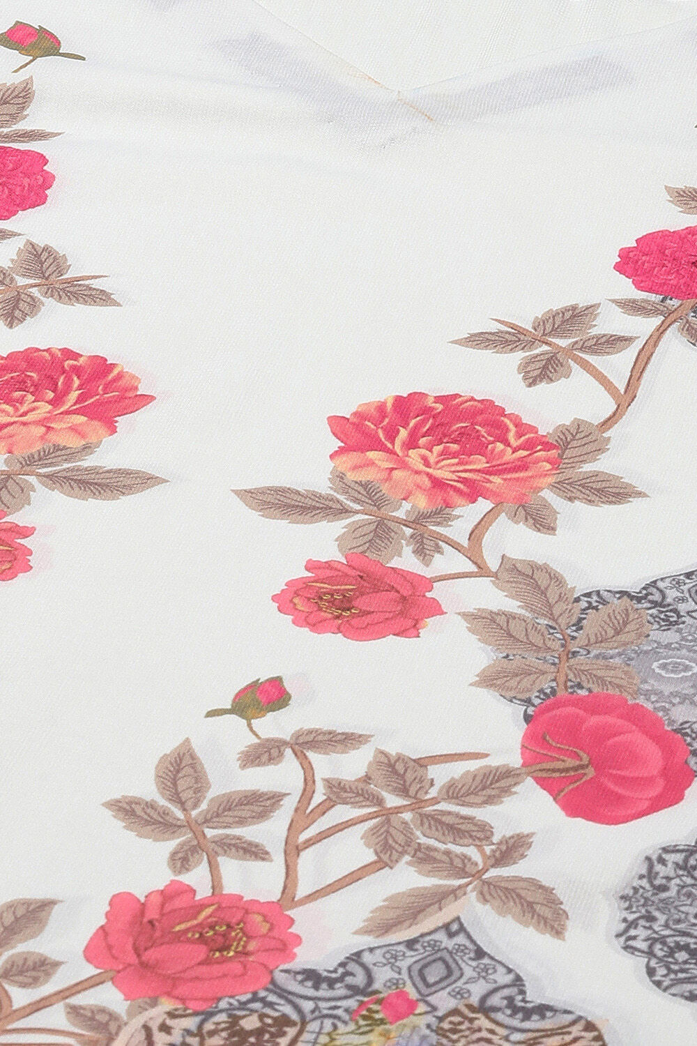 White Silk Blend Digital Print Unstitched Suit Set image number 2