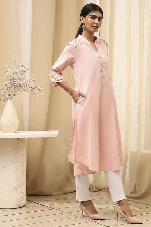 Black Cotton Blend Solid Straight Kurta image number 3