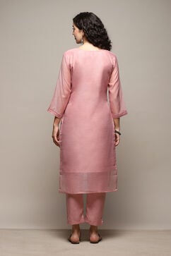 Dusty Pink Linen Blend Unstitched Suit Set image number 6