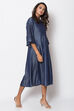 Denim Blue A-Line Cotton Yarndyed Dress image number 2