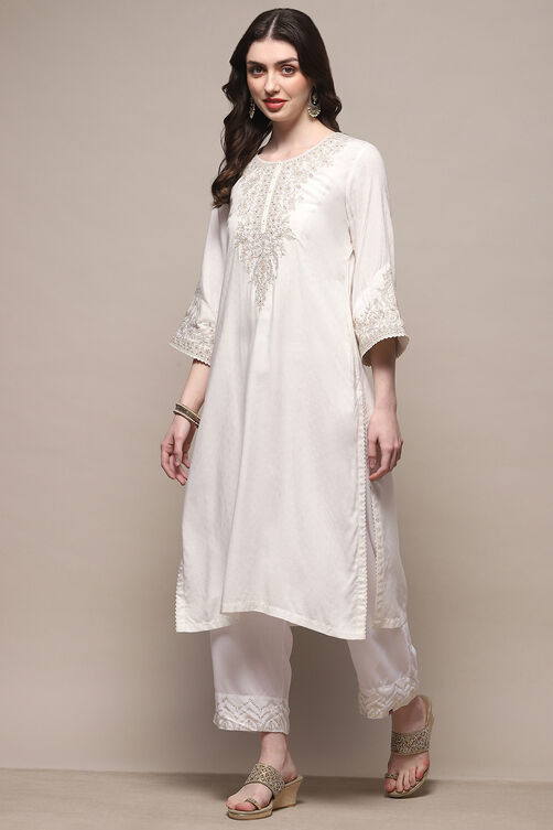 White Rayon Straight Kurta image number 2