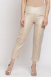 Beige And Gold Poly Cotton Pants image number 3