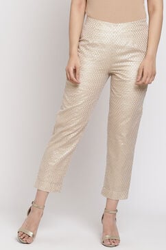 Gold Straight Poly Cotton Pants image number 3