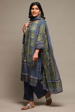 Indigo Rayon Straight Kurta Palazzo Suit Set image number 5