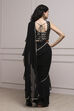Black Art Silk Pre-draped Saree image number 4