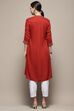 Off-White Solid Regular Fit Straight Kurta image number 4