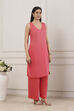 Pink Viscose Blend Straight Suit Set image number 6