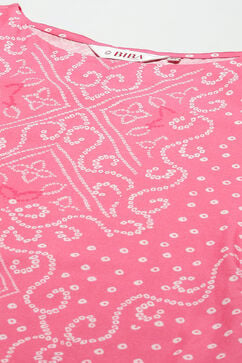 Pink Printed Cotton Straight Kurta Palazzo Suit Set image number 1