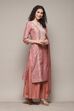 Peach Chanderi Unstitched Suit Set image number 3