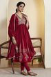 Red Cotton Anarkali Suit Set image number 0