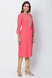 Coral Cotton And Viscose Straight Solid Kurta image number 4