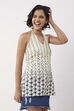 Ivory Cotton Printed A Line Short Kurti image number 4