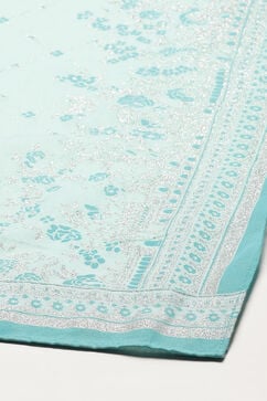 Turquoise Cotton Anarkali Kurta Churidar Suit Set image number 2