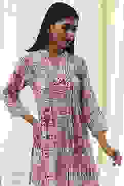 Pink Printed Straight Short Kurta image number 1