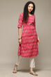 Fuschia Cotton IKAT Straight Yarndyed Kurta image number 4