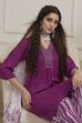 Purple Printed Straight Suit Set image number 7