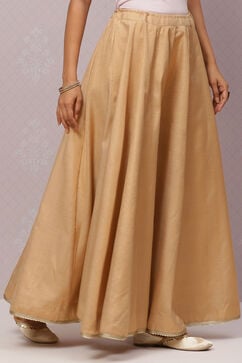 Gold Flared Metallic Cotton Skirts image number 0
