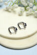 Navy Blue Silver-Plated CZ Studded Rectangular Hoops image number 2