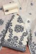 Blue Chanderi Printed Unstitched Suit Set image number 0