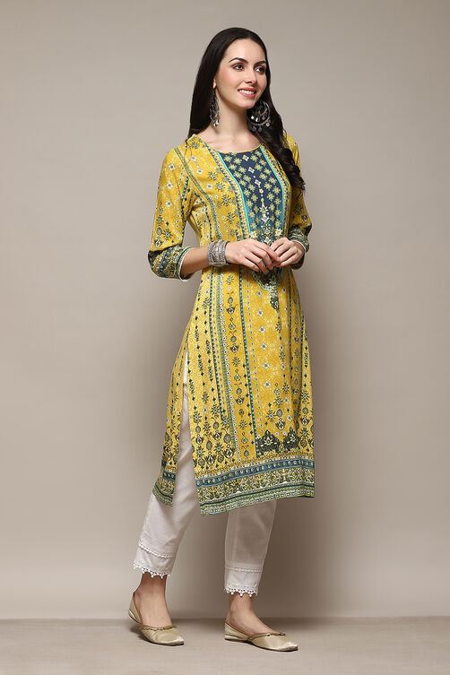 Coral Polyester Straight Printed Kurta image number 3